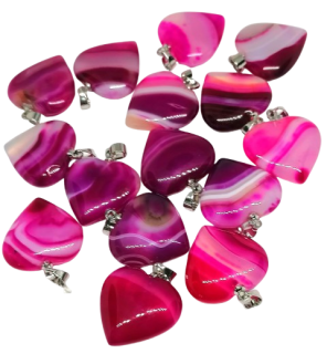 Achát růžový, srdíčko velké 2 cm