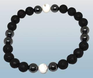 Pánský náramek láva, magnezit a hematit 8 mm