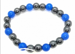 Náramek - Hematit a křemen, kuličky 0,8mm