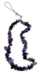 Zápěstní popruh na telefon z ametystu 26 cm (sekané minerály + karabinka)