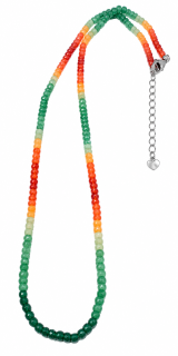 Luxusní náhrdelník z duhového ulexitu (Kočičí oko) oranžovo-zelený mix 3 mm, chirurgická ocel