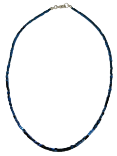 Luxusní hematitový náhrdelník z modrých kostiček 45 cm