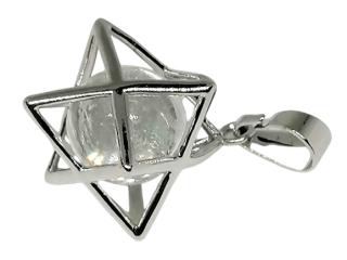 Křišťálová merkába v kovové klícce (1,2 cm) pro čistotu a harmonii
