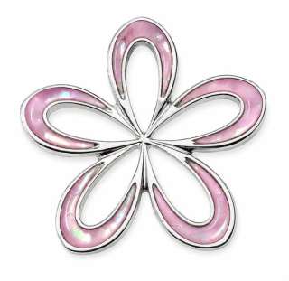 Přívěsek Květ s růžovou Paua mušlí Abalone – 3,7 cm | Elegantní šperk z Nového Zélandu