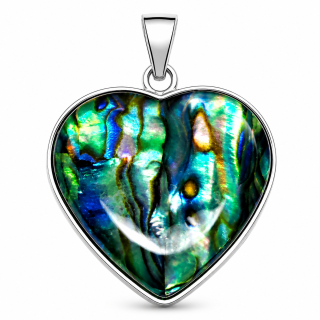 Přívěsek Srdce z pravé Paua mušle Abalone s chirurgickou ocelí – 2,2 × 2 cm | Symbol lásky a harmonie