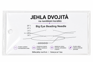 Jehla dvojitá na navlékání korálků