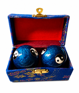 Modré čínské meditační a relaxační koule Jin Jang – 4 cm