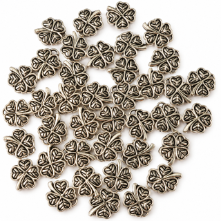 Kovové korálky ČTYŘLÍSTEK – 1,2 cm / 39 ks