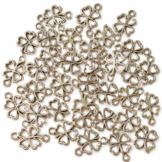 Kovové mezikusy a přívěsky ČTYŘLÍSTEK – 1,3–2 cm / 38 ks