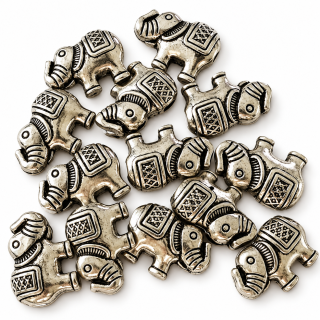Kovové korálky SLONÍCI – 1,2 cm / 14 ks 