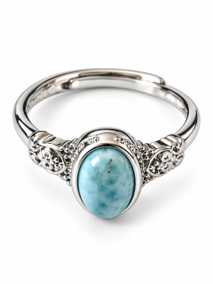 Larimar – elegantní prstýnek s přírodním kamenem, univerzální velikost
