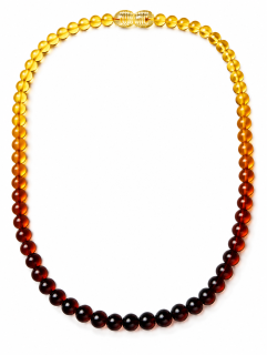 Jantarový náhrdelník – barevný přechod, kuličky 5–6 mm, 46 cm