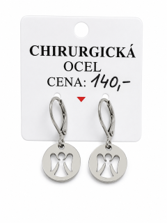 Náušnice z chirurgické oceli s andělem