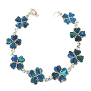 Náramek s perletí paua čtyřlístek