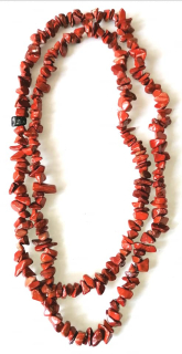 Jaspis červený náhrdelník sekaný, dlouhý - cca 85 cm