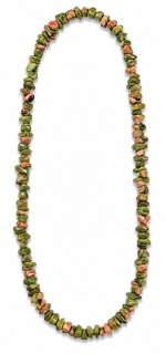 Unakitový náhrdelník sekaný, dlouhý cca 85 cm