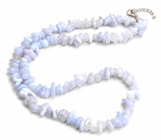 Chalcedonový náhrdelník sekaný, krátký - cca 48 cm