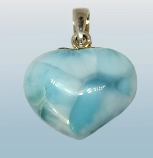 Larimar ve tvaru srdce 2,2 cm v AA kvalitě