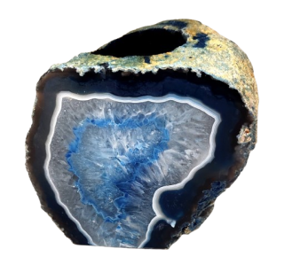 Achátový svícen v modré barvě – originální dekorace 12 × 8 cm