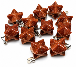Avanturín zlatý – Merkaba 1,2 cm | Symbol energie, úspěchu a duchovní ochrany