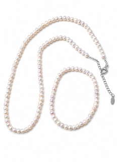 Říční perly set bílých perel cca 5 mm s chir.ocelí