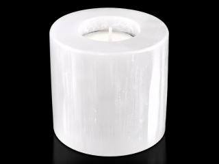 Selenitový válec svícen 7,5 x 8 cm – dekorace a léčivá energie