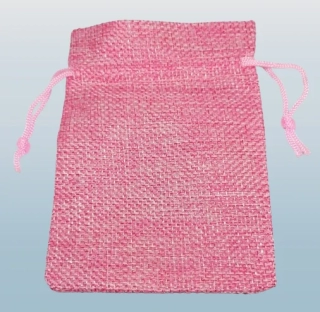 Dárkový sáček polyesterový růžový – 9x11 cm, na šperky a drobnosti