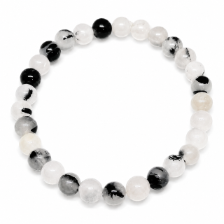 Křišťál s turmalínem náramek 6 mm, elegantní