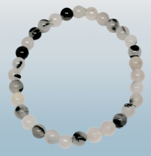 Křišťál s turmalínem náramek 6 mm, elegantní
