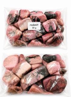 Rodonit sekaný 8–12 mm, balení 30 g – přírodní minerál pro tvoření i esoteriku