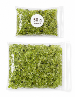 Olivín tromlovaný – mini chipsy 50g | Krystaly pro feng shui a meditaci