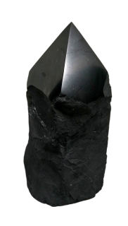 Šungitový hrot natur s pyramidou 11 cm – ochranný kámen proti elektromagnetickému smogu