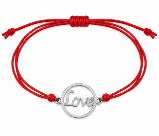 Červený ochranný náramek "LOVE" z chirurgické oceli