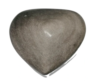 Obsidián stříbrný srdce v AA kvalitě 6,4 cm